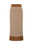 SWAYING 25 Fall/Winter Collection: Thick-stripe straight-cut midi skirt SW-SW25AW3B10C1S2-LZ (Chestnut Brown)